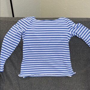 Talbots Blue and White Striped Cotton Top